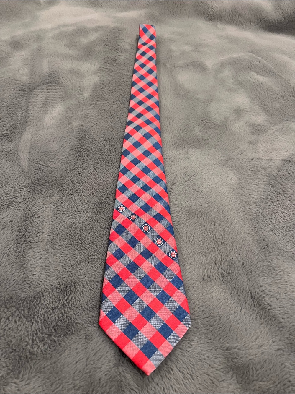 Chicago Cubs MLB Major League Baseball Plaid Neck Tie Red Blue White
